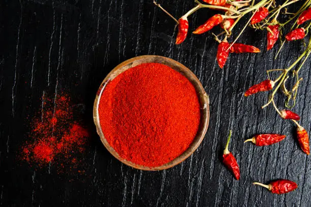 Photo of Grounded red paprika in a bowl