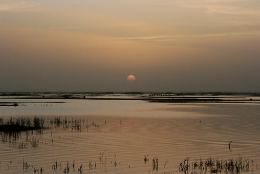 Sunset in a lake in Mali,Burkina Faso