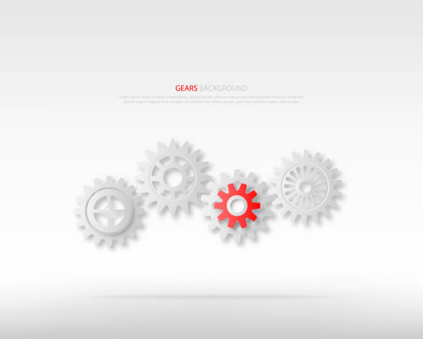 istock Power of leadership or teamwork concepts. Gray gears wheels and one red gear on white background. 1152204080