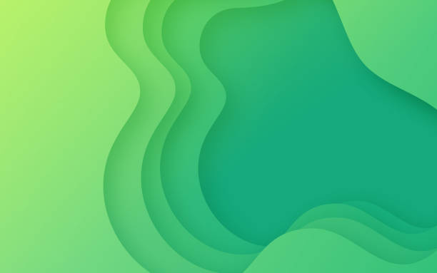 Green Depth Layers Green abstract layered background pattern. plateau drawing stock illustrations
