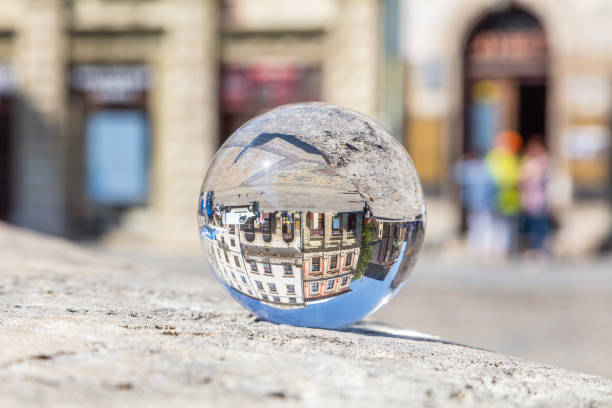 istock Lviv view through glass ball 1152206403