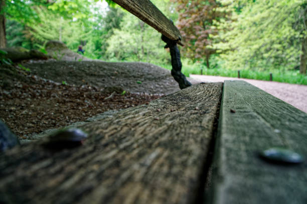 Old wooden bench, place for relax and meditation
