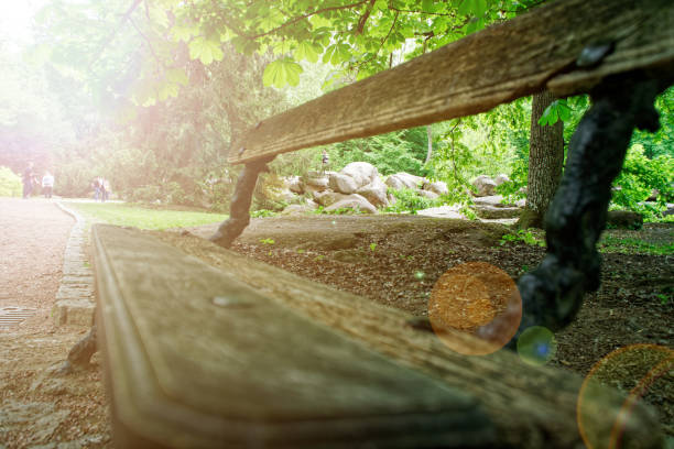 Old wooden bench, place for relax and meditation