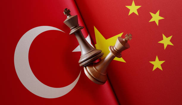 istock Chinese and Turkish Flag Pair with King Chess Pieces 1152209661