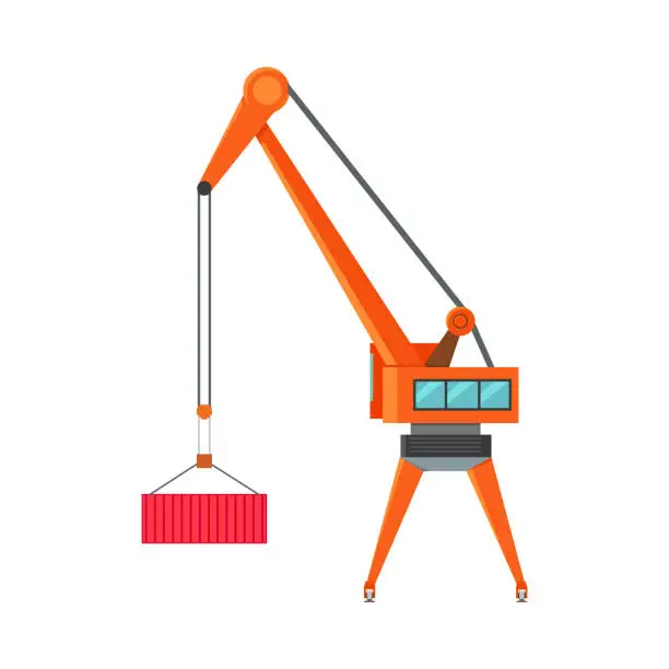 Vector illustration of Industrial Crane Loading Container