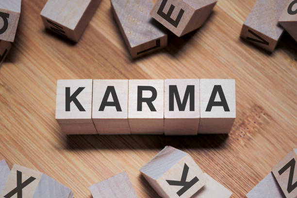 Karma Word In Wooden Cube Karma Word In Wooden Cube kurma stock pictures, royalty-free photos & images