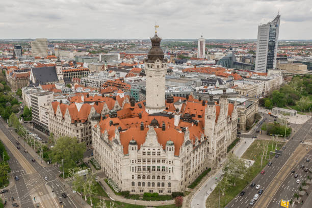 Aerial view of new Leipzig rathaus stock photo