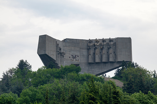 Varna, Bulgaria - May 17 2019: Monument of the Bulgarian-Soviet Friendship on a hilltop.