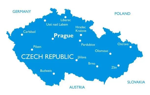 Vector illustration of Vector map of Czech republic