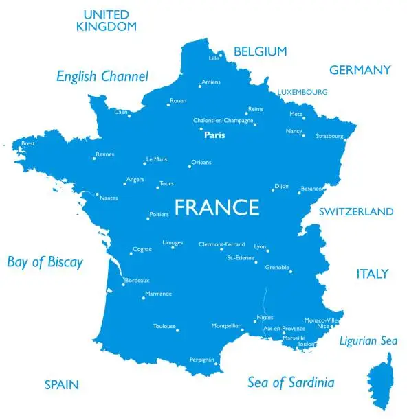 Vector illustration of Vector map of France