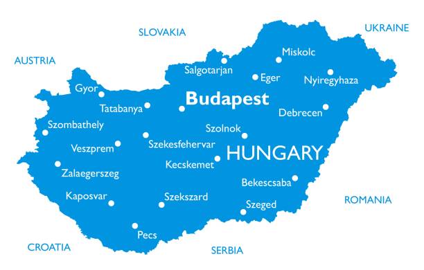 Vector map of Hungary Outline detailed map with city names eger stock illustrations