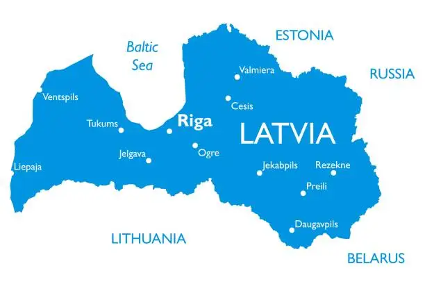 Vector illustration of Vector map of Latvia