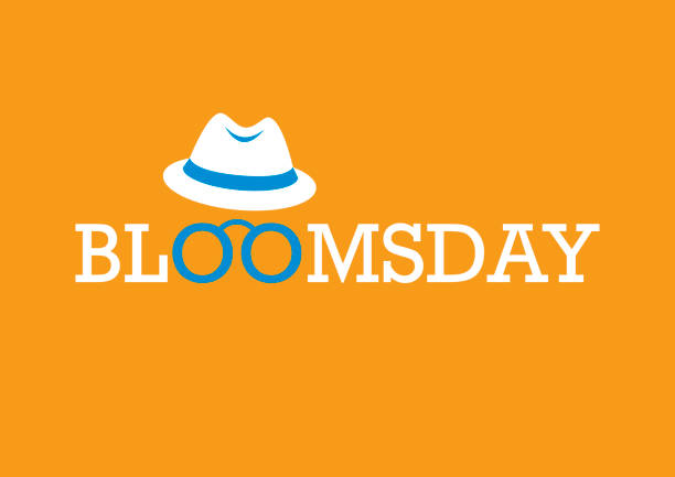 Bloomsday vector Poster Inscription Bloomsday with glasses and hat. Celebration of James Joyce. Bloomsday background with copy space for text. Important day bloomsday stock illustrations