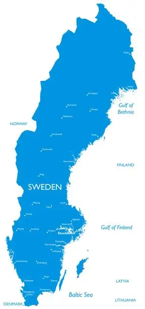 Vector illustration of Vector map of Sweden