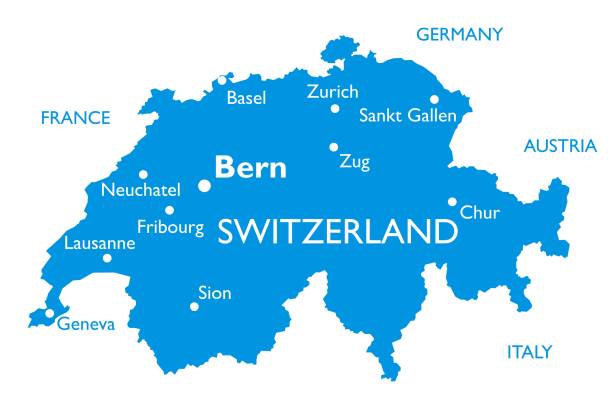 wektorowa mapa szwajcarii - chur stock illustrations