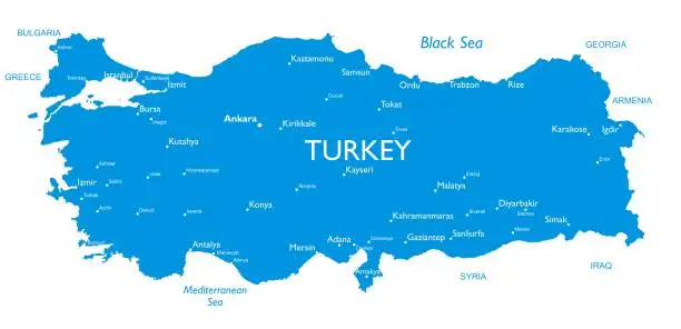 Vector illustration of Vector map of Turkey