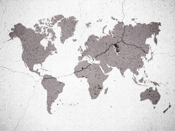 istock brown color world map on crack concrete wall background 1152223739