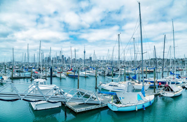 istock City port with docked boats. 1152225239