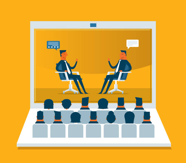 Web Conference - Business Web Conference Flat Isometric Vector Concept. distant meeting stock illustrations