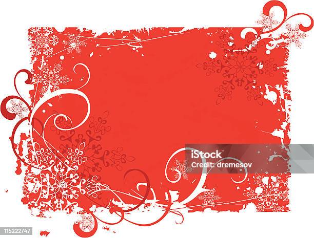 Fundo Grunge Vermelho De Natal Com Flocos De Neve - Arte vetorial de stock e mais imagens de Branco - Branco, Cair, Comemoração - Conceito