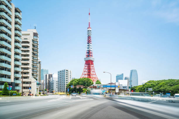 istock Tokyo tower with blue sky 1152228393