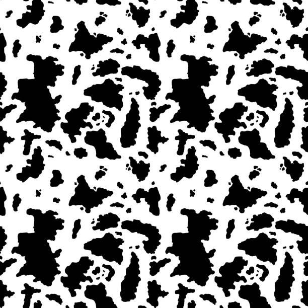 Cow seamless pattern Cow seamless pattern - vector illustration graphics. Animal texture. leather white hide textured stock illustrations
