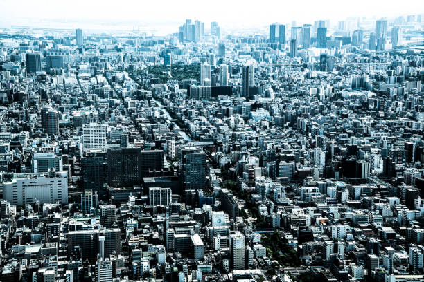 istock Tokyo aerial panorama across skyscraper cityscape 1152233566