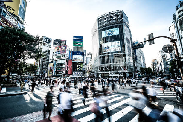 tokio shibuya życie - crosswalk crowd activity long exposure zdjęcia i obrazy z banku zdjęć