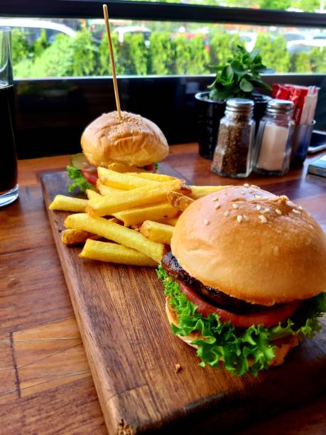 istock Fresh delicious mini burger on the table 1152236705