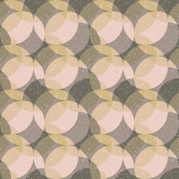 istock Mosaic of circles, semicircles and diamonds shaped elements in retro style. Geometric vector seamless pattern. 1152236774