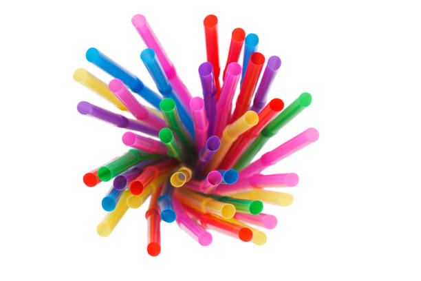 istock Top view of Straw plastic straw drink straws. isolated on white. 1152236941