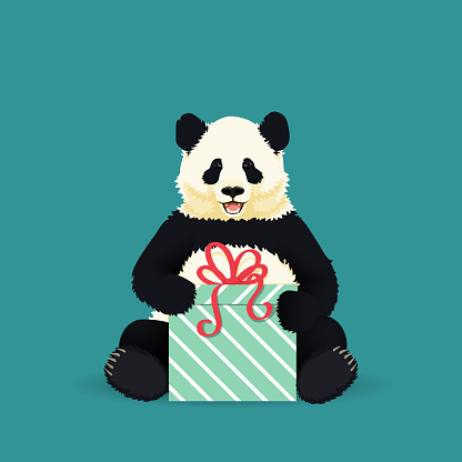 Smiling Giant Panda Sitting Holding A Present Chinese Bear Family Mother Or  Father And Child Rare Vulnerable Species Stock Illustration - Download  Image Now - iStock