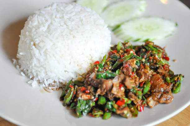 istock stir-fried beef, stir-fried beef with holy basil and chili 1152238248
