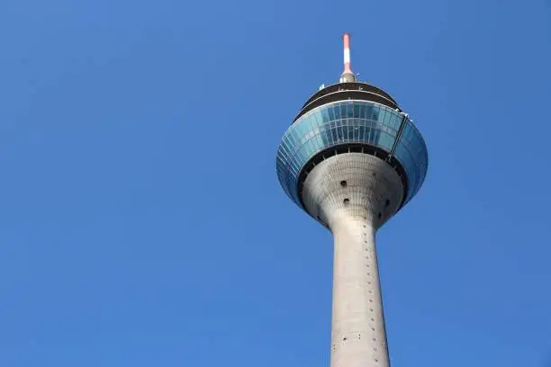 Dusseldorf, Germany - outdoor view of TV and telecommunications tower.