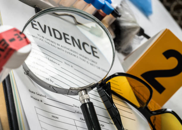 istock Basic research utensils with a evidence bag in Laboratory forensic equipment, conceptual image 1152245863