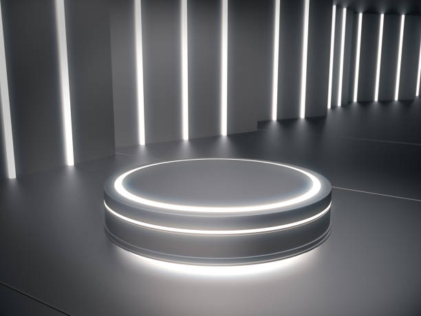 istock Pedestal for display,Platform for design,Blank product stand with light glow,Future background.3D rendering. 1152246132