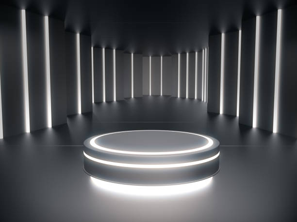 istock Pedestal for display,Platform for design,Blank product stand with light glow,Future background.3D rendering. 1152246183