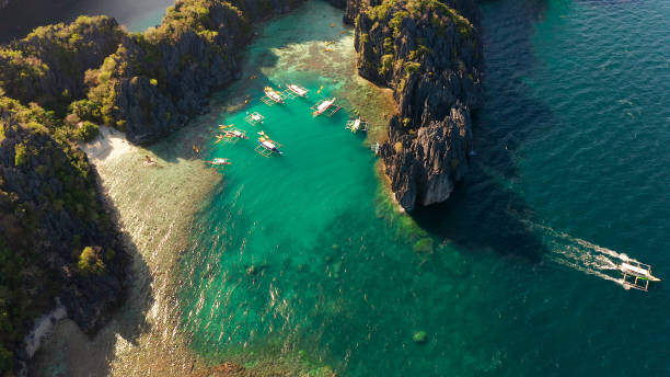 Tropical seawater lagoon, Philippines, El Nido stock photo