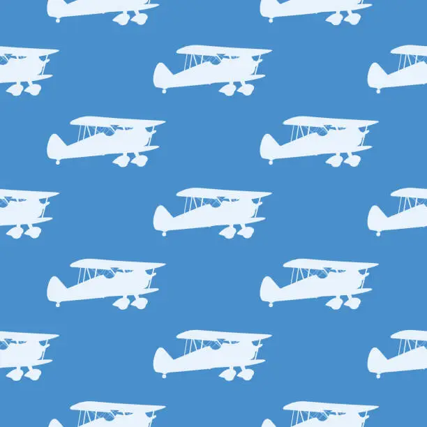 Vector illustration of Biplane Seamless Pattern