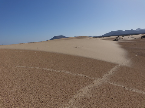 Wide-angle view across the Namib Desert to the Atlantic Ocean, Namib Desert near Swakopmund, Namibia