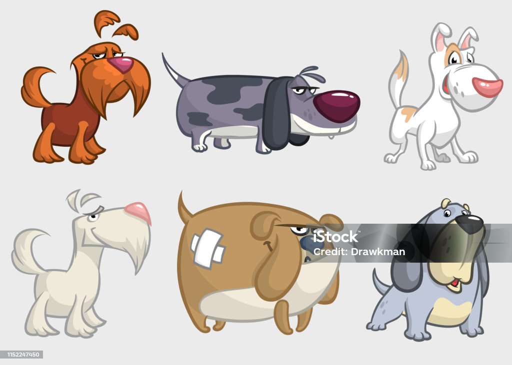 Cartoon dogs set illustration Dog stock vector