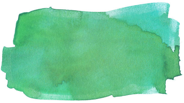 istock watercolor green stain on a white background with paper texture. 1152250895