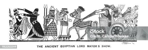 British Satire Comic Cartoon Caricatures Illustrations The Ancient Egyptian Lord Mayors Show Stock Illustration - Download Image Now