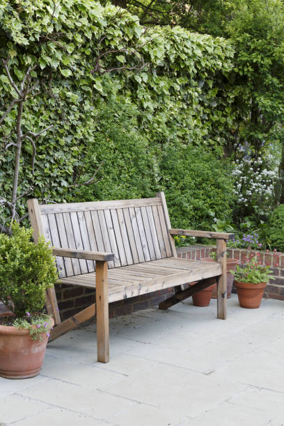 istock Wooden garden bench 1152255444