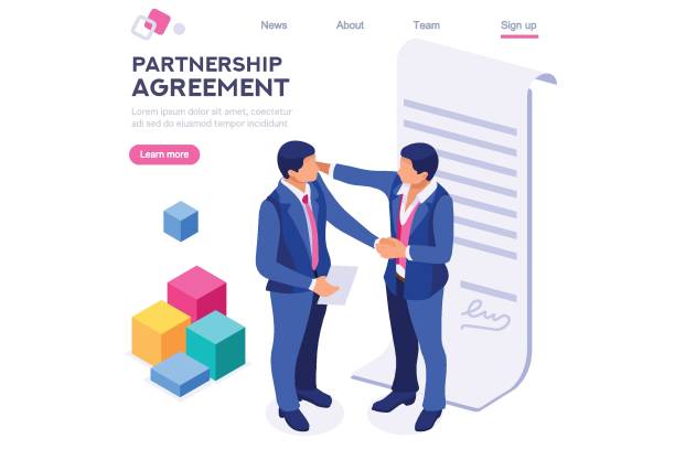 Success Partnership Successful Contract vector art illustration