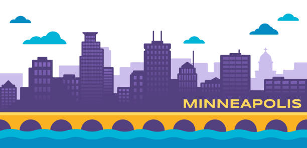 Minneapolis Minnesota Skyline Minneapolis Minnesota USA skyline concept illustration. minneapolis illustrations stock illustrations