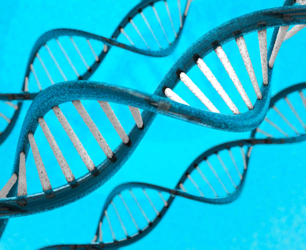 istock Close up view on spiral DNA molecules 1152275616