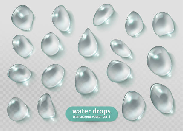 水が落ちるリアルな透明セット。ベクトル eps - 水滴点のイラスト素材／クリップアート素材／マンガ素材／アイコン素材