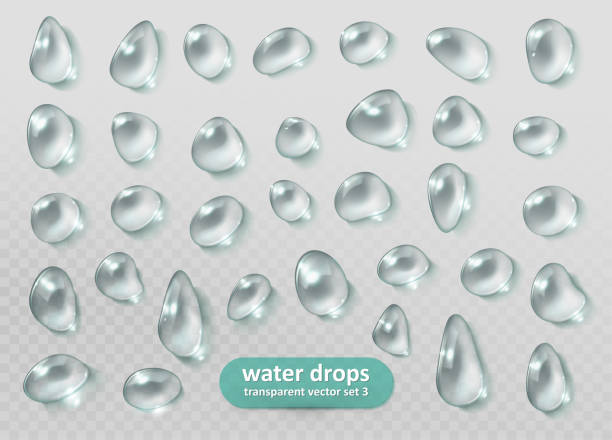 ilustrações, clipart, desenhos animados e ícones de gotas de água. conjunto transparente realista. vetor eps - water drop backgrounds macro