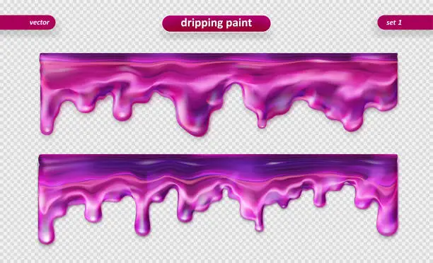 Vector illustration of Paint dripping. Glossy surface. Vector set. Eps 10